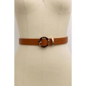 NEW LETO women's tortoise shell o-ring buckle belt in camel